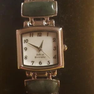 HSN Jade of Yesteryear Stainless steel Green Jade Bracelet Watch New Battery - Picture 1 of 6