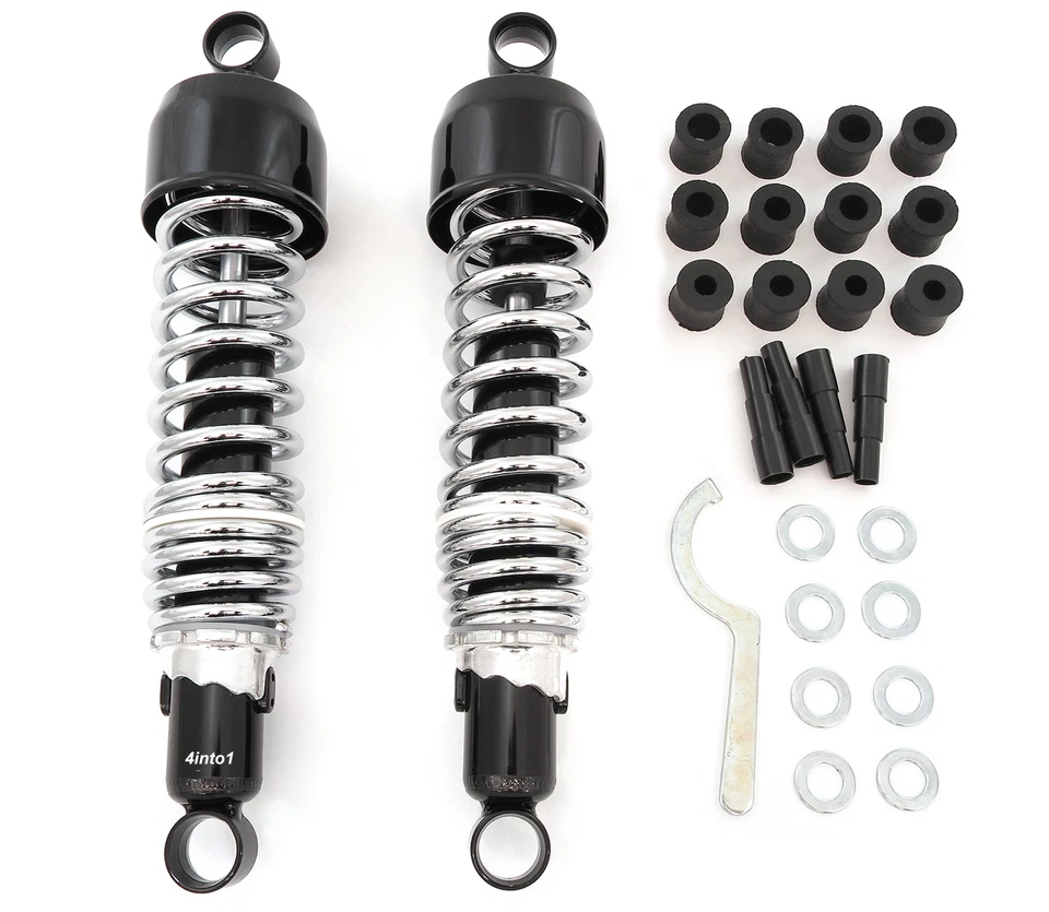 Amortiguadores traseros negros Performance con resortes cromados 325 mm 12 3/4" ojo inferior Honda Foto 1 de 1