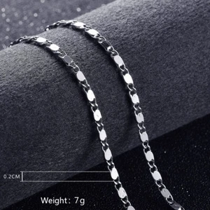 925 Silver Plated Chain Curb Flat Necklace Ring Lock Women Fashion Jewelry 16-24 - Picture 1 of 3