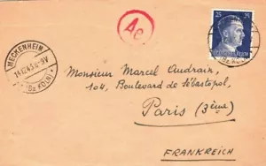 GERMANY WW2 Censor Cover 1943 *Meckenheim Labour Camp?* France {samwells}MA78 - Picture 1 of 6