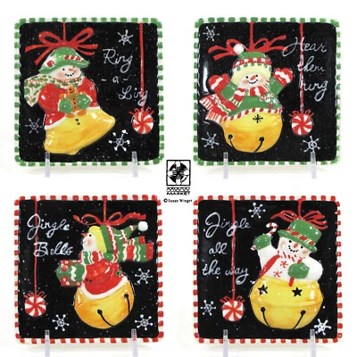 Juego de mini placas MWW Market RING-A-LING 4,5" 4 campanas muñeco de nieve Susan Winget sin usar, en caja Foto 1 de 4