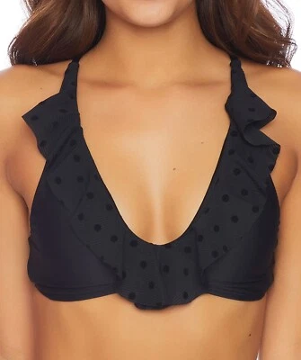 Ella Moss Women's 183595 Sheer Dot Halter Bikini Top Swimwear Black Size L - Image 1 of 2