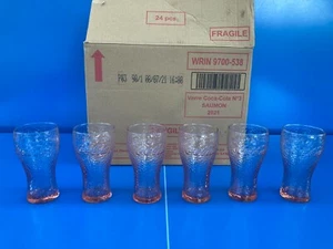 lot de 6 Verre Coca-Cola mc do Mcdo Mc Donald 2021 Rose Saumon Collector neuf  - Picture 1 of 2