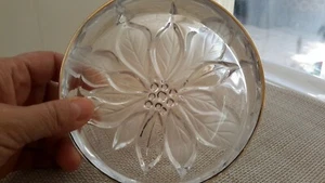 Vintage Round Clear Glass Plate Small Serving Dish Gold Trim Collectible 5" EUC - Picture 1 of 12