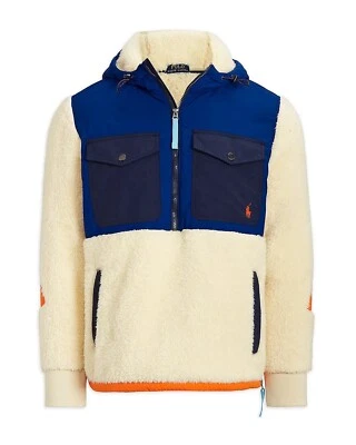Suéter polar Sherpa Polo Ralph Lauren con capucha bloque de color media cremallera piel sintética S Foto 1 de 4