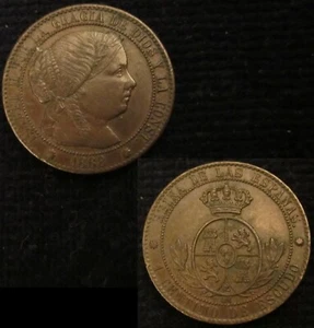 *GUTSE*422-ISABEL II, 1 CÉNTIMO DE ESCUDO 1868, BARCELONA OM, EBC+ - Imagen 1 de 1