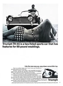 TRIUMPH TR-4A 1965 Genuino Vintage Estampado Anuncio Convertible Coche Deportivo Bikini Niña - Imagen 1 de 1