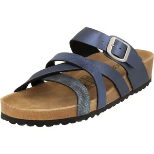 Supersoft Damen Schuhe 275-119 Keil-Pantoletten Sandale Lederfußbett Blue NEU