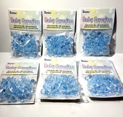 Lote 6 paquetes 24 ea Plástico Azul Mini Cuentas Chupete Revelar Género Favor Baby Shower Foto 1 de 4