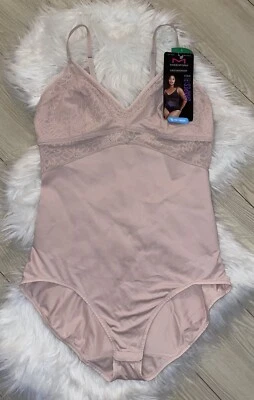 Maidenform DMS097 Lace Tame Your Tummy Bodysuit Shapewear Womens L Large Pink - Image 1 of 4