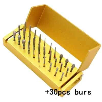 30 Pcs Dental Diamond Burs Drill + Disinfection Bur Block High Speed Handpiece - Image 1 of 4