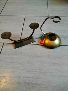 2 x VEB Kunstschmiede Gildenhall Neuruppin Kerzenhalter Messing gehämmert - Bild 1 von 5