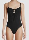$298 Tory Burch Women Black Self-Tie Ruched One-Piece Swimsuit Size XS