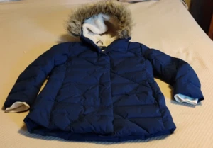 Eddie Bauer Down Sherpa Lined Jacket Girls Sz M Detachable Faux Fur Hood Rim - Picture 1 of 10