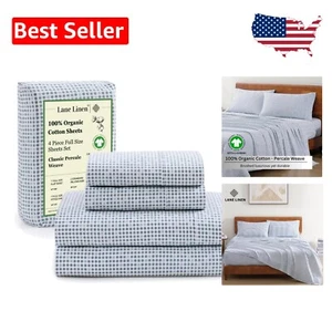 Full Size Organic Cotton Sheets Set - Deep Pocket, Soft & Breathable Bedding - Picture 1 of 11