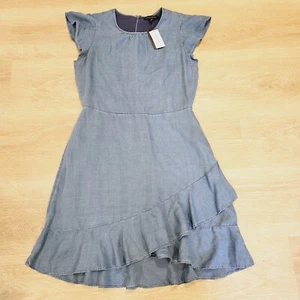 Banana Republic Denim Flatterkleid blau Chambray Größe 8 neu mit Etikett gefüttert - Bild 1 von 11