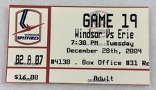 OHL 2004 12/28 Erie Otters at Windsor Spitfires Hockey Ticket