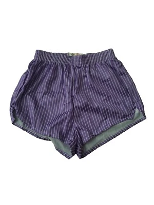 NUEVOS Pantalones Cortos Genie Años 80 Rayas Púrpura Todo Nylon Talla S Patín con Ruedas Jog Gimnasio Foto 1 de 4
