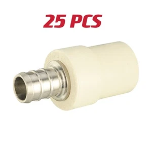 25 PCS EFIELD 1/2" PEX x 1/2" CPVC Transition Coupling Brass Barb Crimp Fittings - Picture 1 of 6