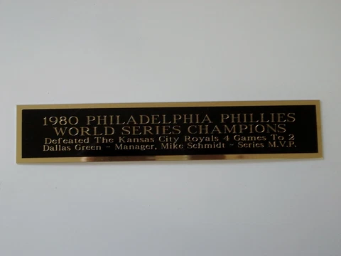 1980 Philadelphia Phillies World Series Nameplate For A Baseball Bat Case 1.5X6 Cover