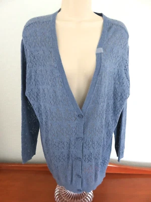 Women's Sweater Light Blue Open Neck Button Down Size XXL Basic Editions NWT - Image 1 of 4
