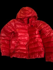 Adidas Jacket Womens XL Red  Goose Down Quilted Puffer Winter Coat WITH HOOD - Picture 1 of 8