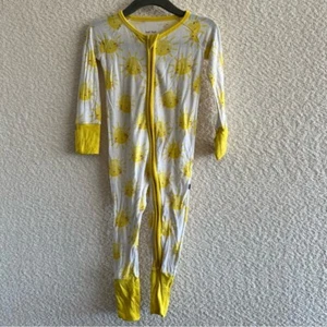 Little Sleepies Suns White & Yellow Bamboo Pajamas One Piece Size 6-12 Months - Picture 1 of 10