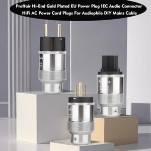 Spina di alimentazione audio Krell placcata in oro EU US AU Schuko cavo HiFi connettore C13 NUOVO - Foto 1 di 17