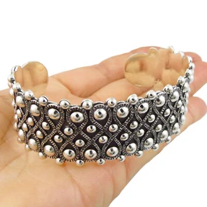 Bracciale da donna in argento sterling con perline pesanti marcato massiccio 925 - Foto 1 di 6
