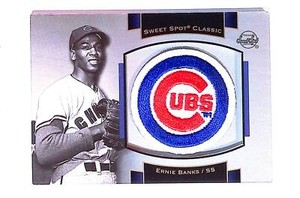 2003 Upper Deck Sweet Spot Classic Souvenir Logo Ernie Banks #P-EB1 Patch HOF
