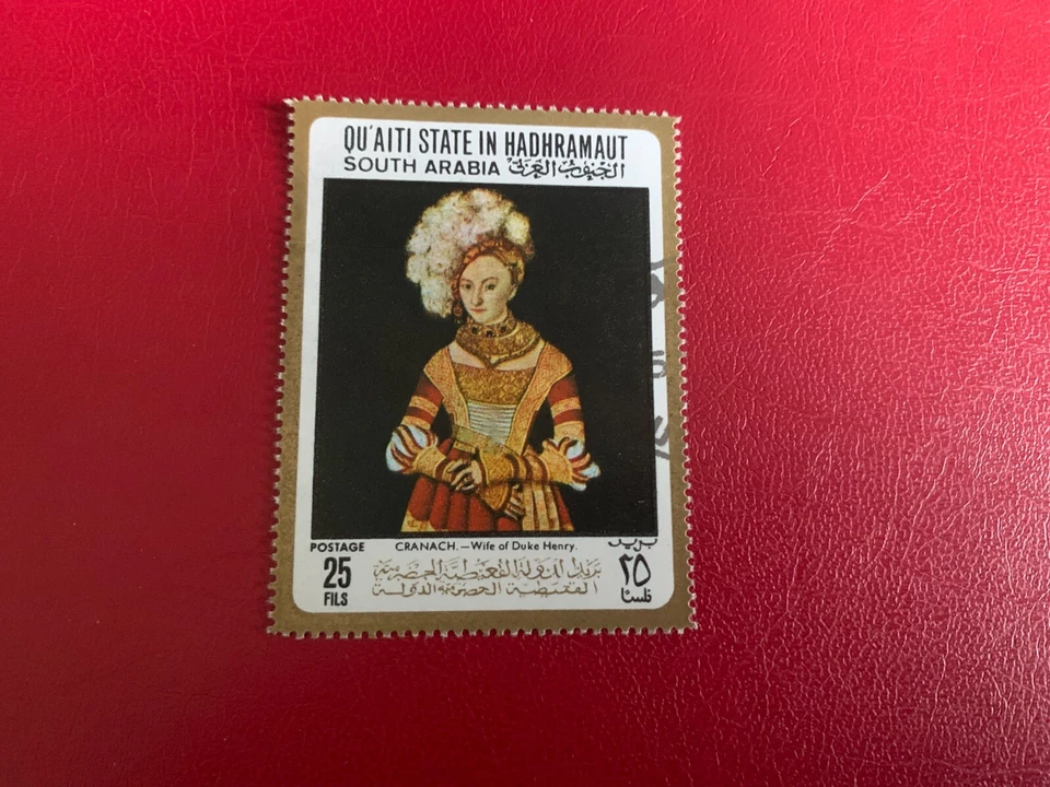 ARABIA DEL SUR QU'AITI ESTADO HADHRAMAUT 1967 ARTE USADO CRANACH ESPOSA DEL DUQUE HENRY Foto 1 de 1