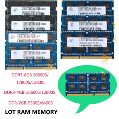 LOT 8GB 4GB 2GB RAM Nanya DDR3/DDR2 12800L 12800S/10600S 6400S Laptop Memory`RAM - Image 1 of 4
