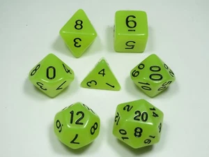 NUEVO Juego de 7 Dados RPG - Amarillo Escarcha Neón D4 D6 D8 D10 D12 D20 D00-90 - Imagen 1 de 8