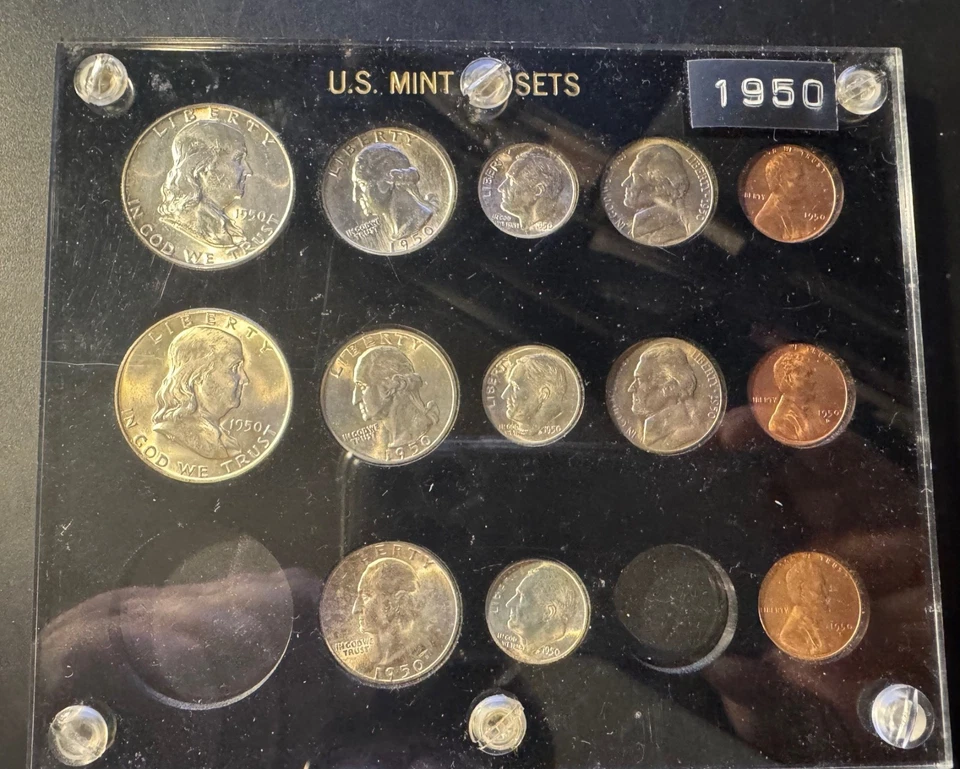 1950 UNCIRCULATED PDS  SILVER MINT SET-CHOICE-GEM-NEAR FBL - Image 1 of 2