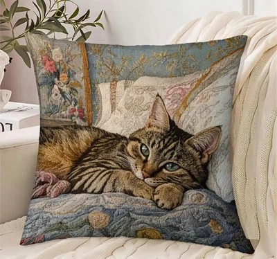 Super Soft Tabby Cat  Cushion Cover 45cm x 45cm - Image 1 of 4