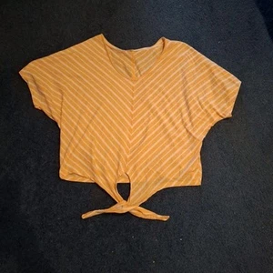 Democracy Top Damen M gelb Streifen vorne zum Binden Dolman Boho Beachy Hippie Oversize - Bild 1 von 5