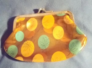 Vintage 40er-50er Jahre Kunststoff Retro Blumen Geldbörse, blau gelb rosa RAR - Bild 1 von 10