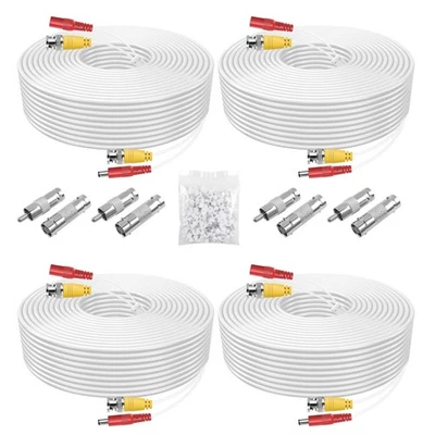 BNC Cable 4 Pack 200 Feet Cable,CCTV Video Power Cable Wire for Surveillance ... - Image 1 of 4
