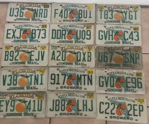 LOT of 15 Vintage Florida License Plate Expired Vintage Orange Sunshine State - Picture 1 of 2