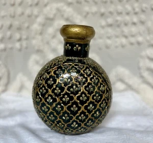 Vintage Metal Indian Hand Painted Water Jug Vessel Meenakari Design 8” Tall - Picture 1 of 8