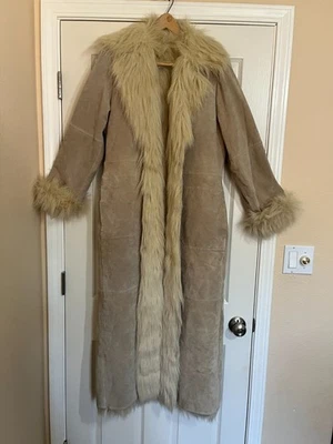 Newport News Leather Suede Coat Faux Fur Lining Trim Penny Lane Almost Famous M - Image 1 of 4