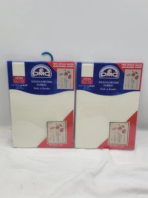 Lot of 2 DMC Aida Needlework Fabric 14 count Extra Large 20" x 30" Off White - Image 1 of 4