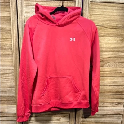 Under Armour Coral/Red/Orange Hoodie Pockets Size M - Image 1 of 4