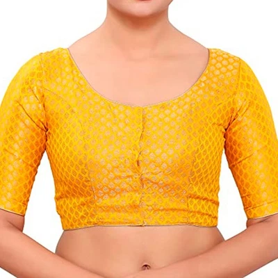 Blusa corta para mujer Brocado Readymade Saree Tradicional Bollywood Choli Wear Foto 1 de 3