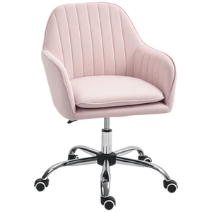HOMCOM Office Chair, Swivel Desk Chair w/ Adjustable Height, Pink - Picture 1 of 11