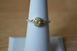 1.00ct Yellow Sapphire /Zircon Ring 18K Yellow Gold Plated over Fine Silver Sz 6 - Picture 1 of 12