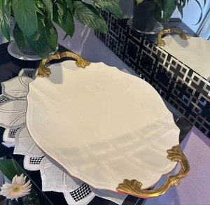 Lenox ovale Platte mit Griff, verziert mit 24K Gold, 17 Zoll x 12,2 Zoll gebraucht Japan - Bild 1 von 10