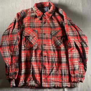 Vintage Pendleton Wool Shirt Jacket Mens Large Red Plaid Lined Made USA 90s - Picture 1 of 9