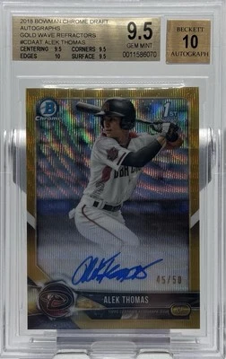 2018 Bowman Chrome Alek Thomas Gold Wave Refractor Auto /50 BGS 9.5 True Gem + - Image 1 of 2