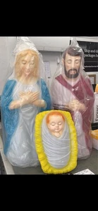 28” Lighted Blow Mold 3 Piece Nativity Holiday  Holy Family Set Christmas Jesus! - Picture 1 of 3